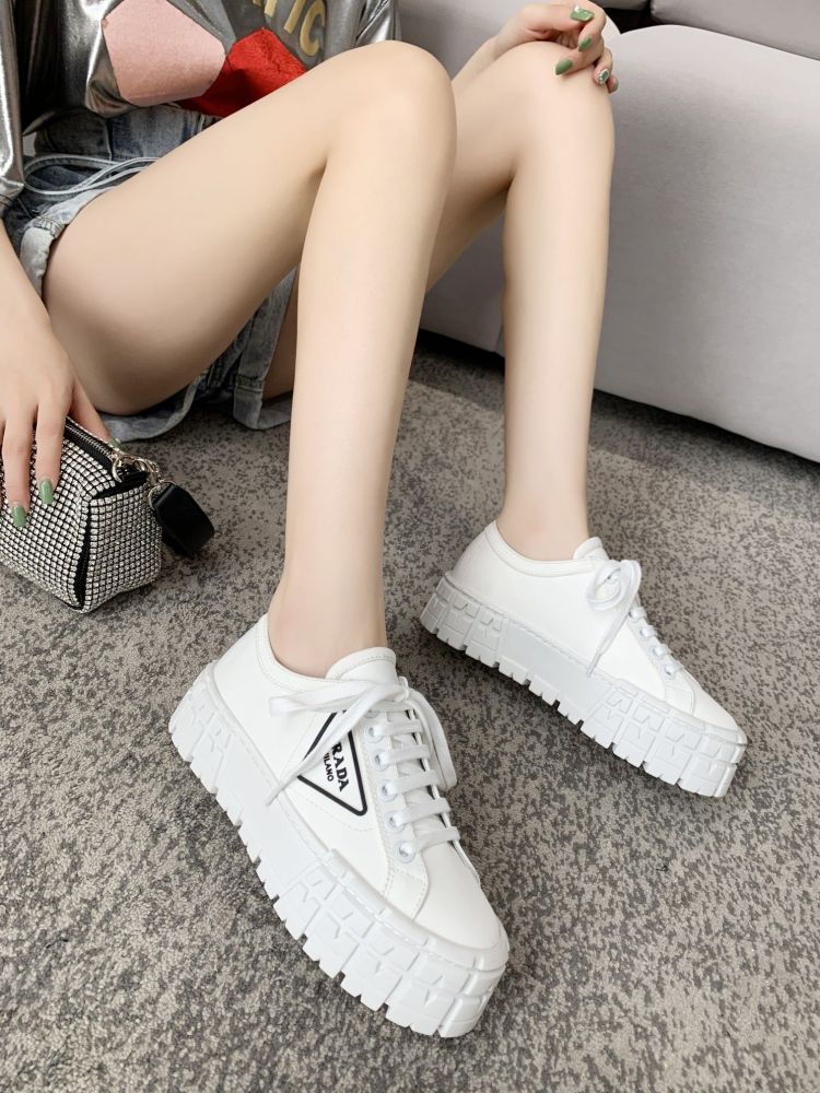 PRA High Quality Designer Casual Vintage Thick Height Increasing Shoes Patchwork Sports Shoes