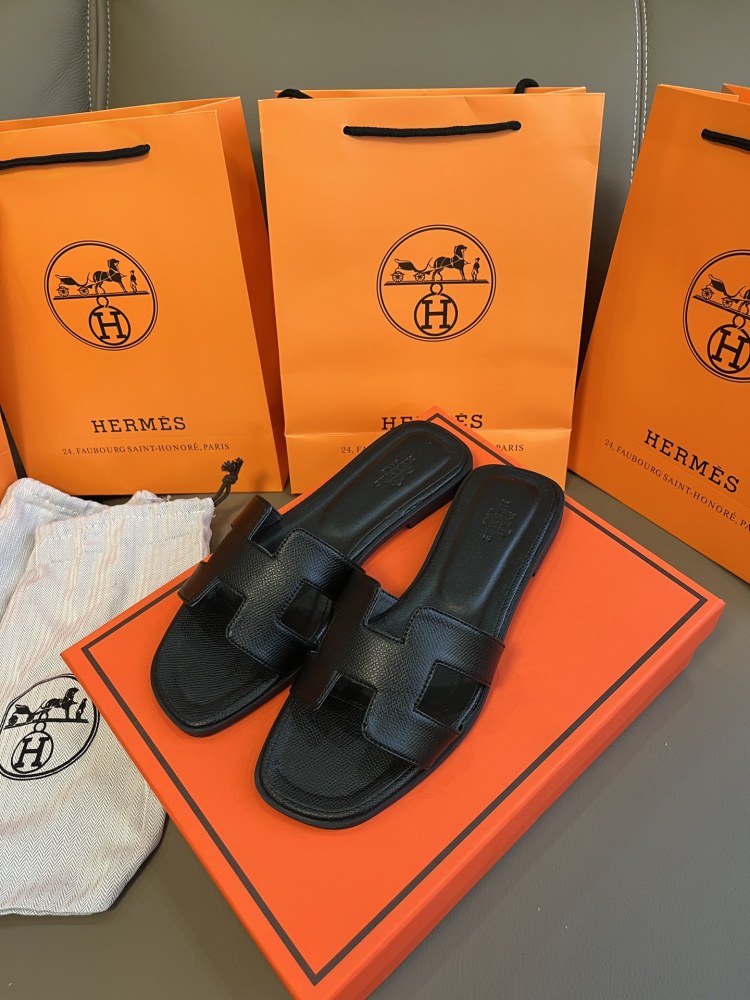 Herm Designer H Fashon New Style Casual Women's Slippers Leather Flat Shoes Comfortable Summer Beach Slippers