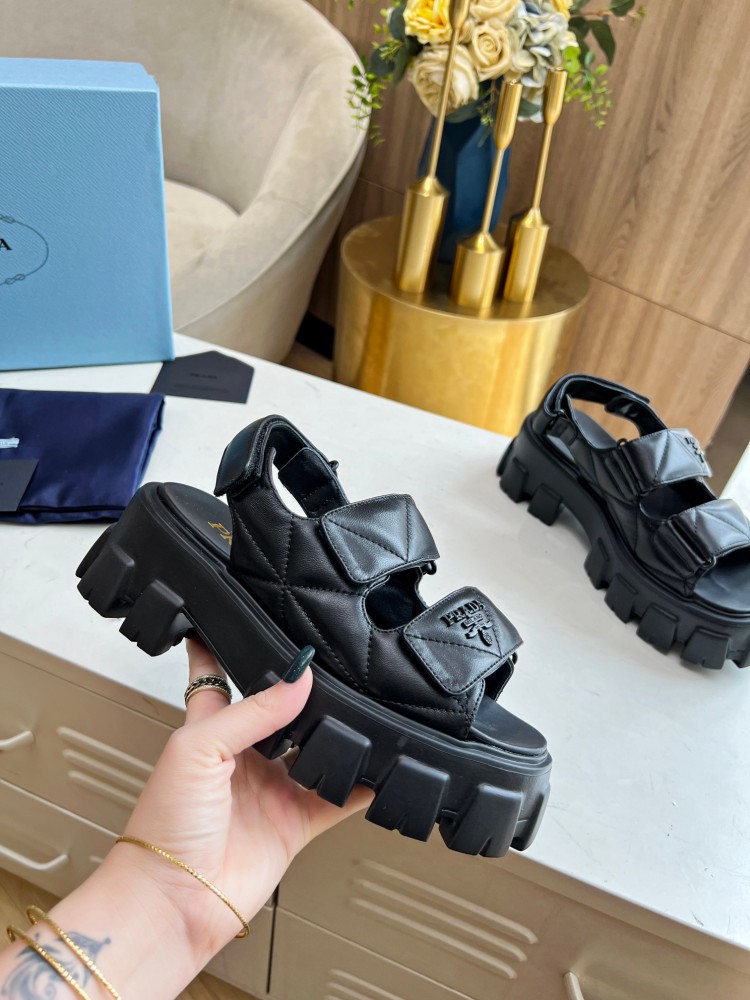 PRA High Quality Soft Women's Sandals Fashion Velcro Casual Woman Sandals Leather Flat Heel Daily Shoes