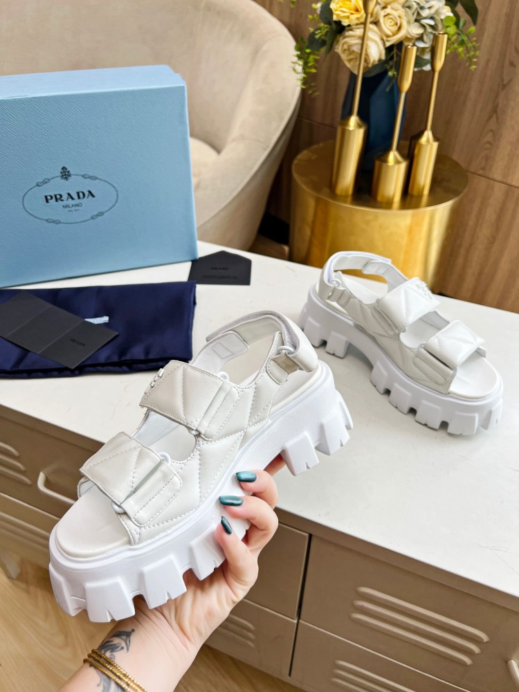 PRA High Quality Soft Women's Sandals Fashion Velcro Casual Woman Sandals Leather Flat Heel Daily Shoes