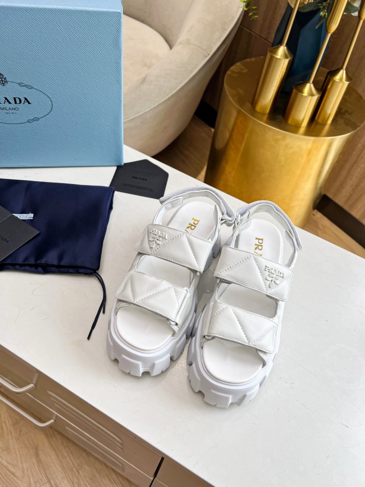 PRA High Quality Soft Women's Sandals Fashion Velcro Casual Woman Sandals Leather Flat Heel Daily Shoes