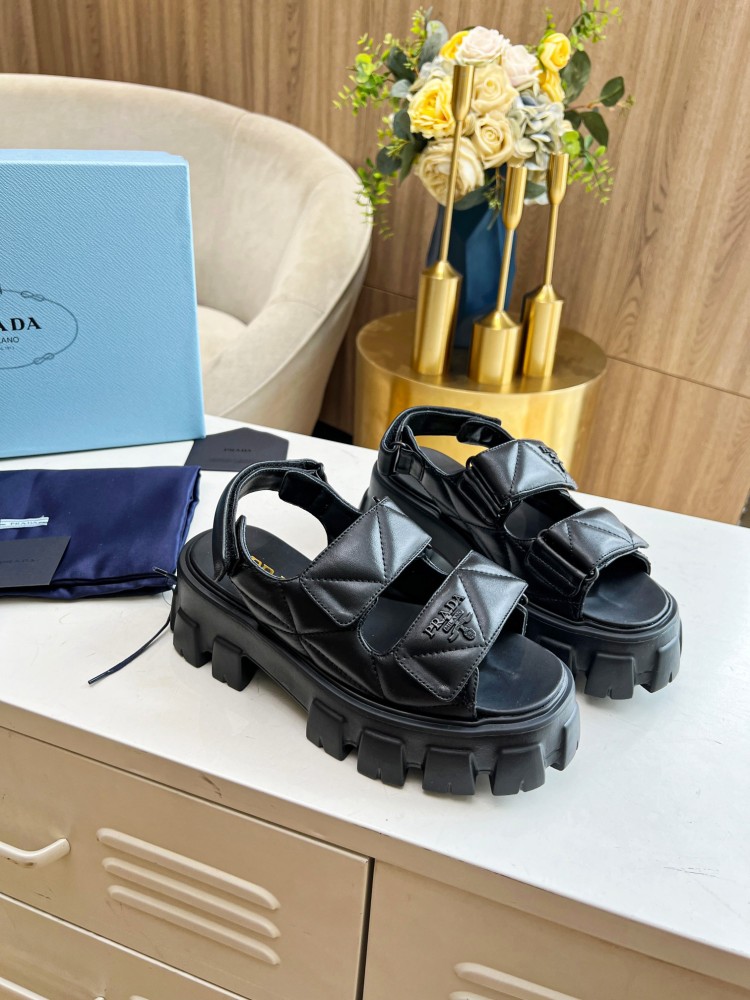 PRA High Quality Soft Women's Sandals Fashion Velcro Casual Woman Sandals Leather Flat Heel Daily Shoes
