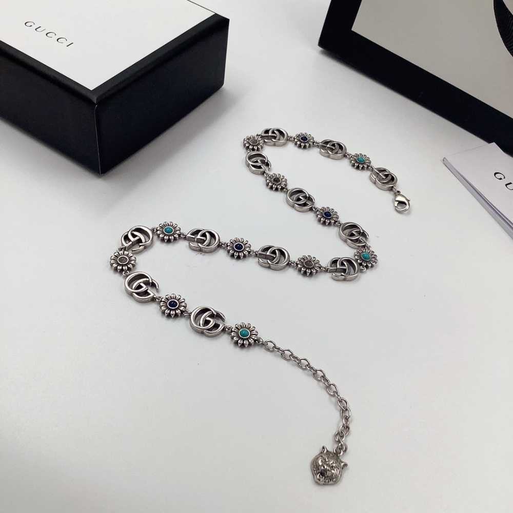 GUC Classic Bracelets Stainless Steel Flower Letter Lovers Gift Wristband Chain Women Bracelet for Birthday Gift