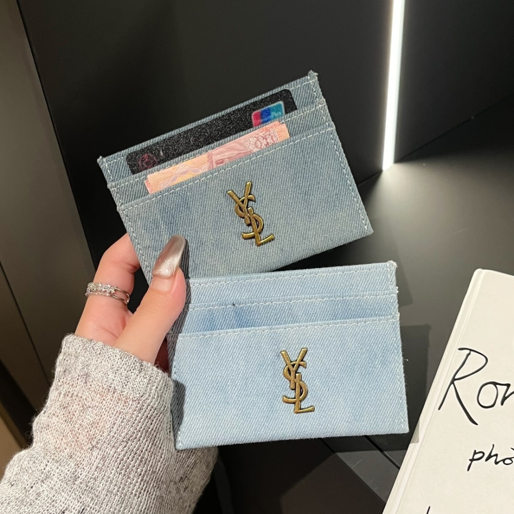 YSL Classical Women Card Holder Key Luxury Vintage Denim Coin Purses Fashion Men's Business Credit Wallets