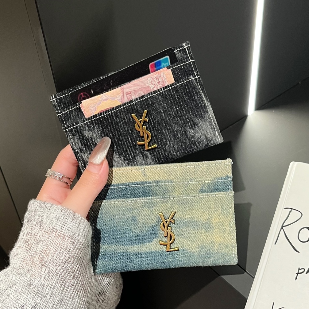 YSL Classical Women Card Holder Key Luxury Vintage Denim Coin Purses Fashion Men's Business Credit Wallets