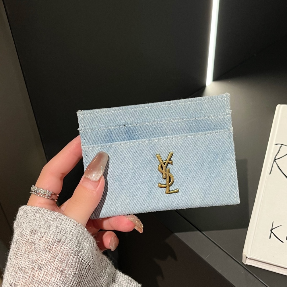YSL Classical Women Card Holder Key Luxury Vintage Denim Coin Purses Fashion Men's Business Credit Wallets