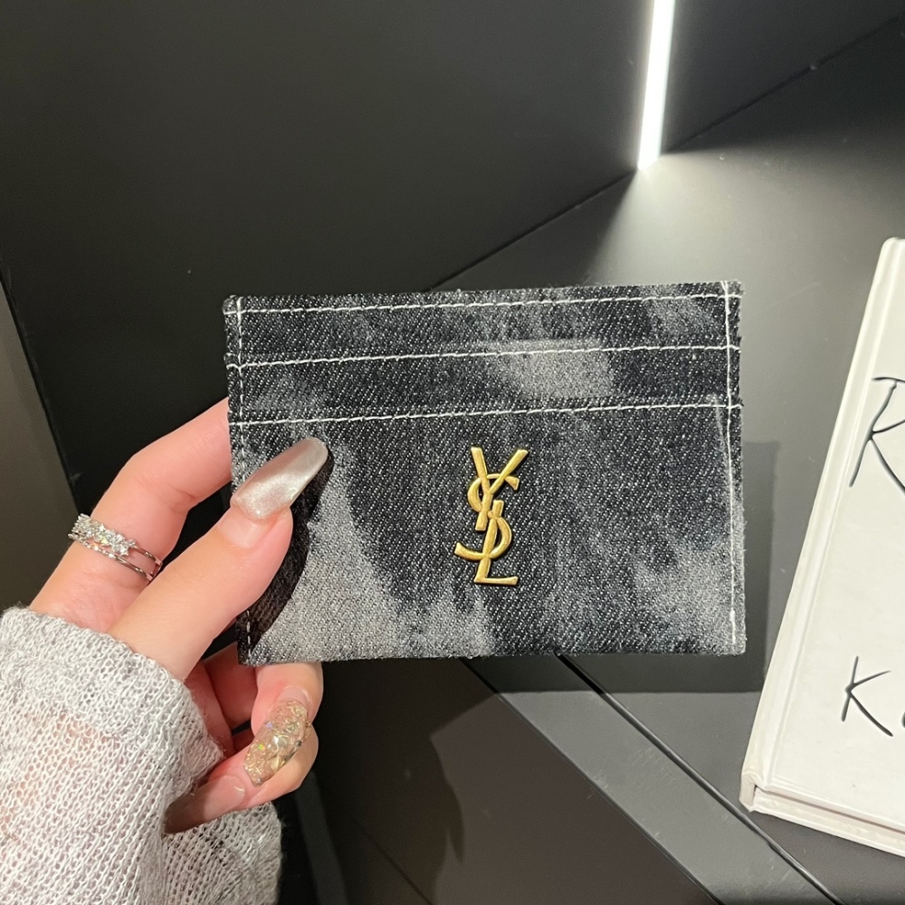 YSL Classical Women Card Holder Key Luxury Vintage Denim Coin Purses Fashion Men's Business Credit Wallets
