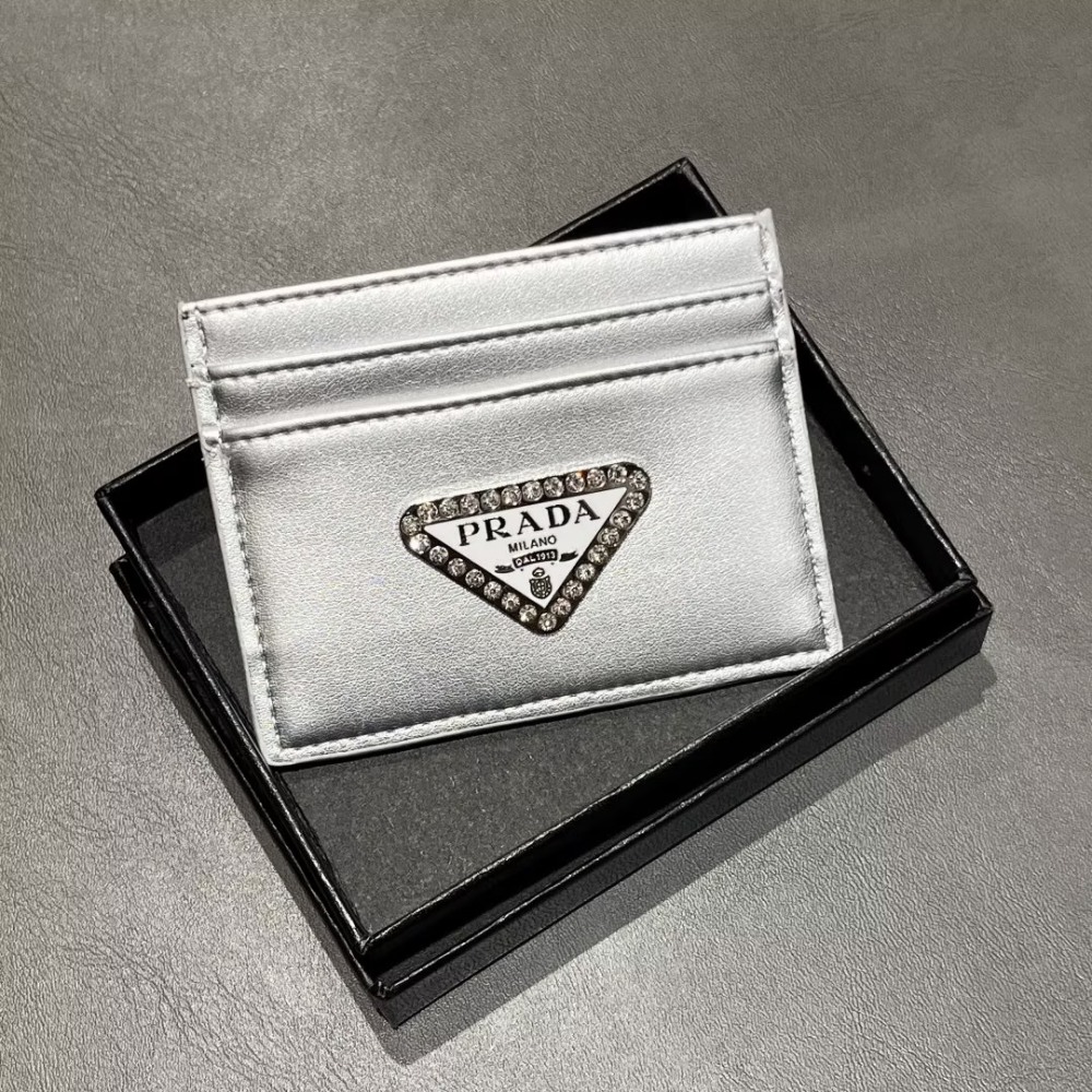 Pra Diamonds Logo Classical Women Card Holder Key Luxury Leather Coin Purses Fashion Men's Business Credit Wallets