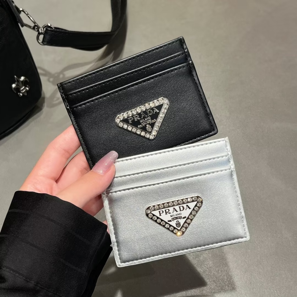 Pra Diamonds Logo Classical Women Card Holder Key Luxury Leather Coin Purses Fashion Men's Business Credit Wallets