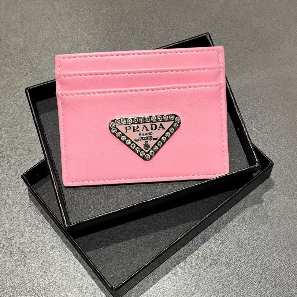 Pra Diamonds Logo Classical Women Card Holder Key Luxury Leather Coin Purses Fashion Men's Business Credit Wallets