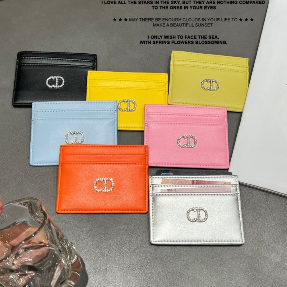 DIO Classical Women Card Holder Key Luxury Leather Coin Purses Fashion Men's Business Credit Wallets