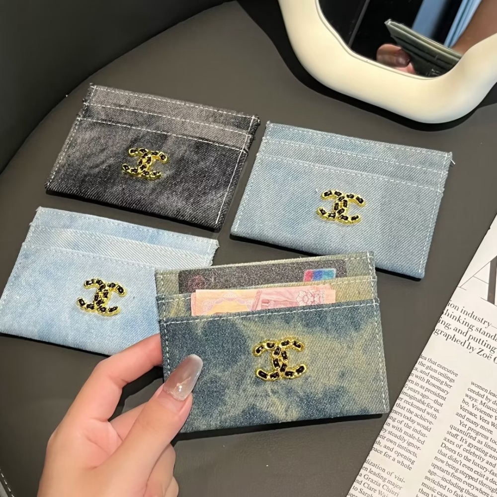 Chane Classical Women Card Holder Key Luxury Vintage Denim Coin Purses Fashion Men's Business Credit Wallets