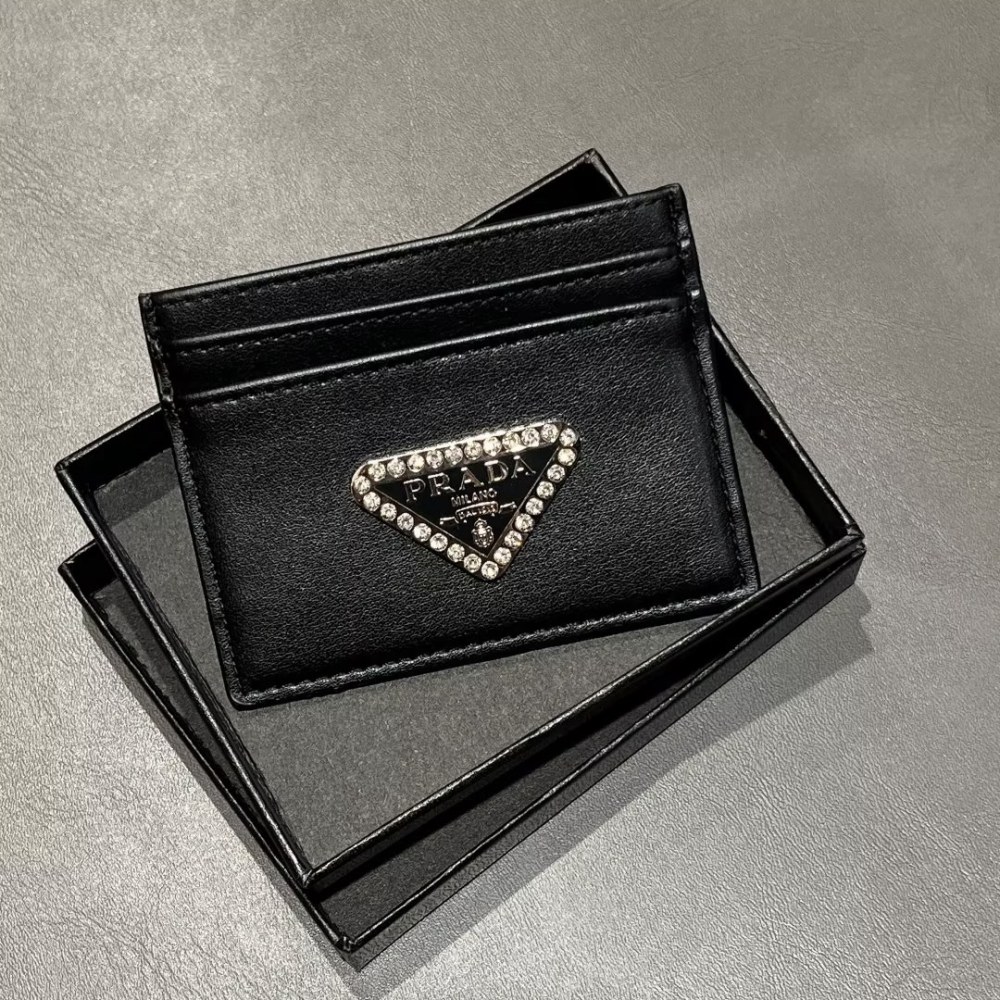 Pra Diamonds Logo Classical Women Card Holder Key Luxury Leather Coin Purses Fashion Men's Business Credit Wallets