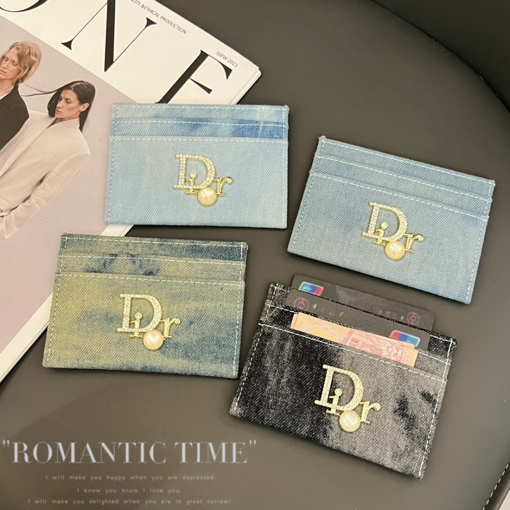 DIO Classical Women Card Holder Key Luxury Vintage Denim Coin Purses Fashion Men's Business Credit Wallets