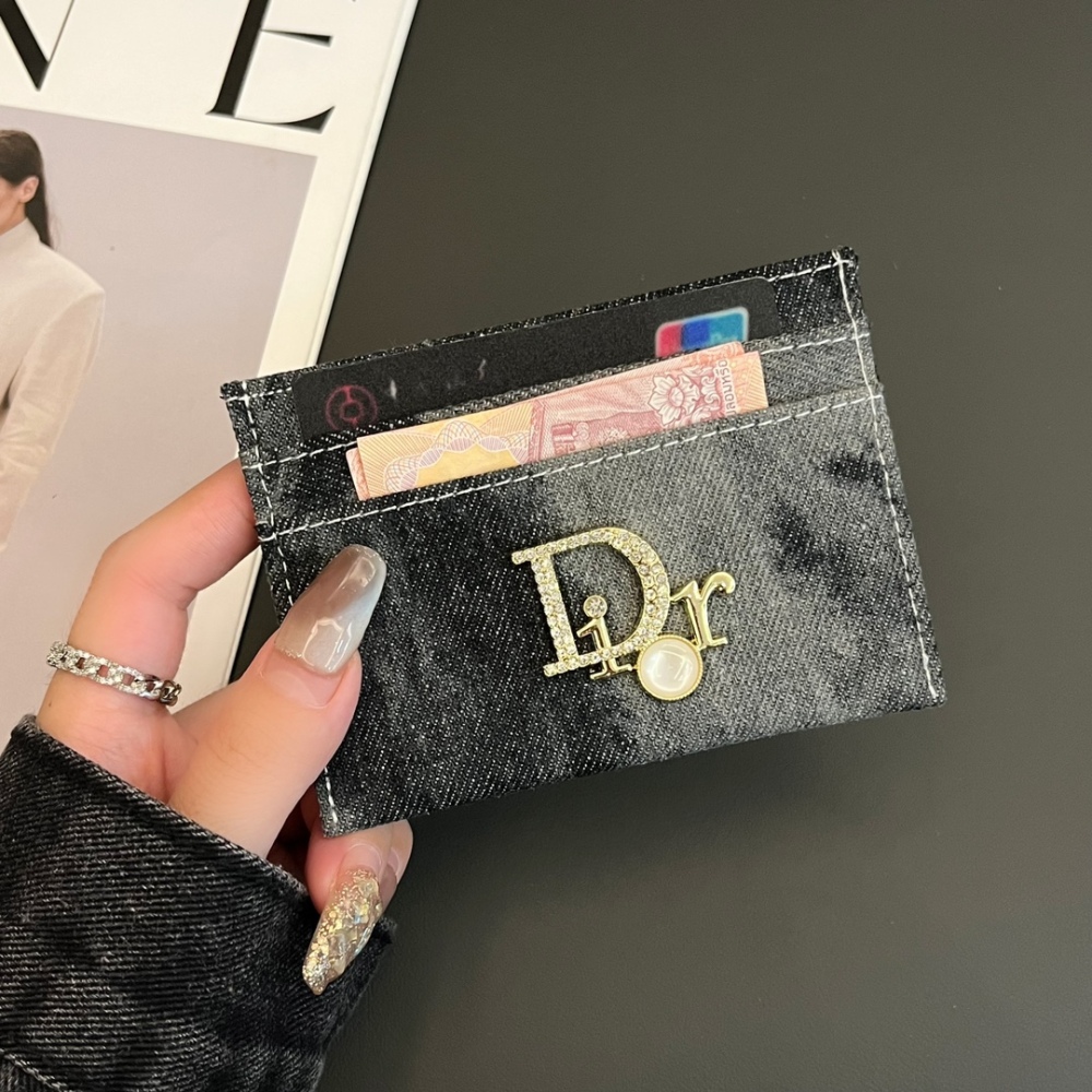 DIO Classical Women Card Holder Key Luxury Vintage Denim Coin Purses Fashion Men's Business Credit Wallets