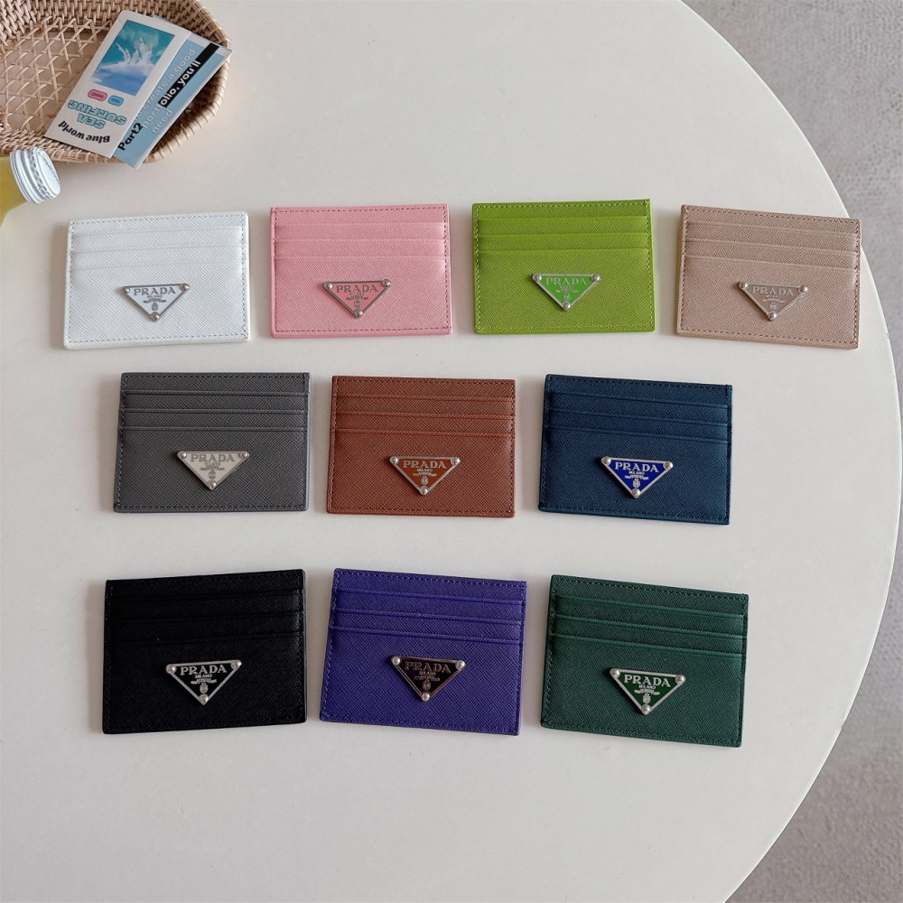 Pra 10 Colors Classical Women Card Holder Key Luxury Leather Coin Purses Fashion Men's Business Credit Wallets