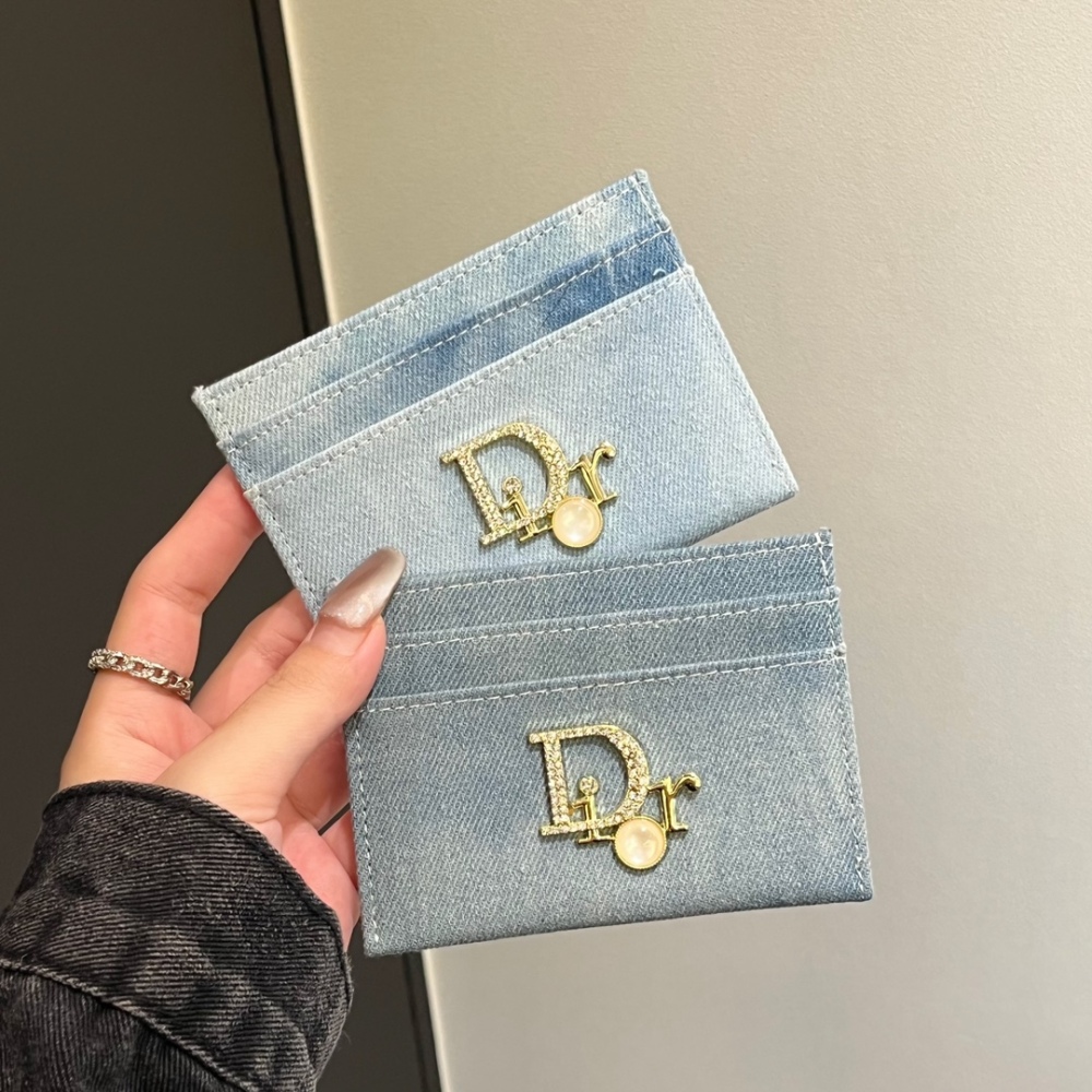 DIO Classical Women Card Holder Key Luxury Vintage Denim Coin Purses Fashion Men's Business Credit Wallets