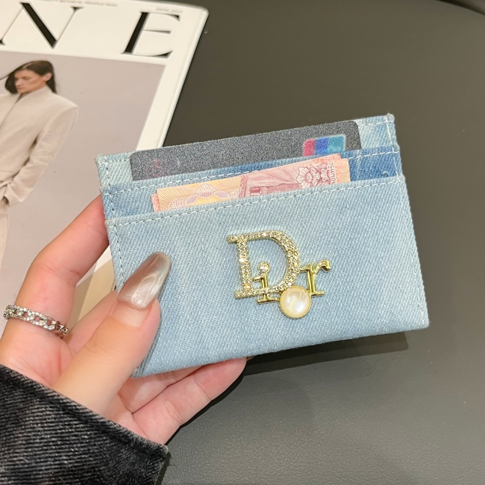 DIO Classical Women Card Holder Key Luxury Vintage Denim Coin Purses Fashion Men's Business Credit Wallets