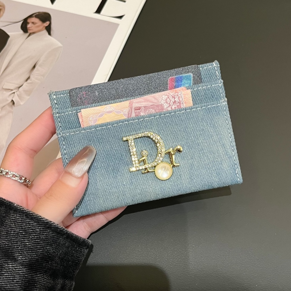 DIO Classical Women Card Holder Key Luxury Vintage Denim Coin Purses Fashion Men's Business Credit Wallets