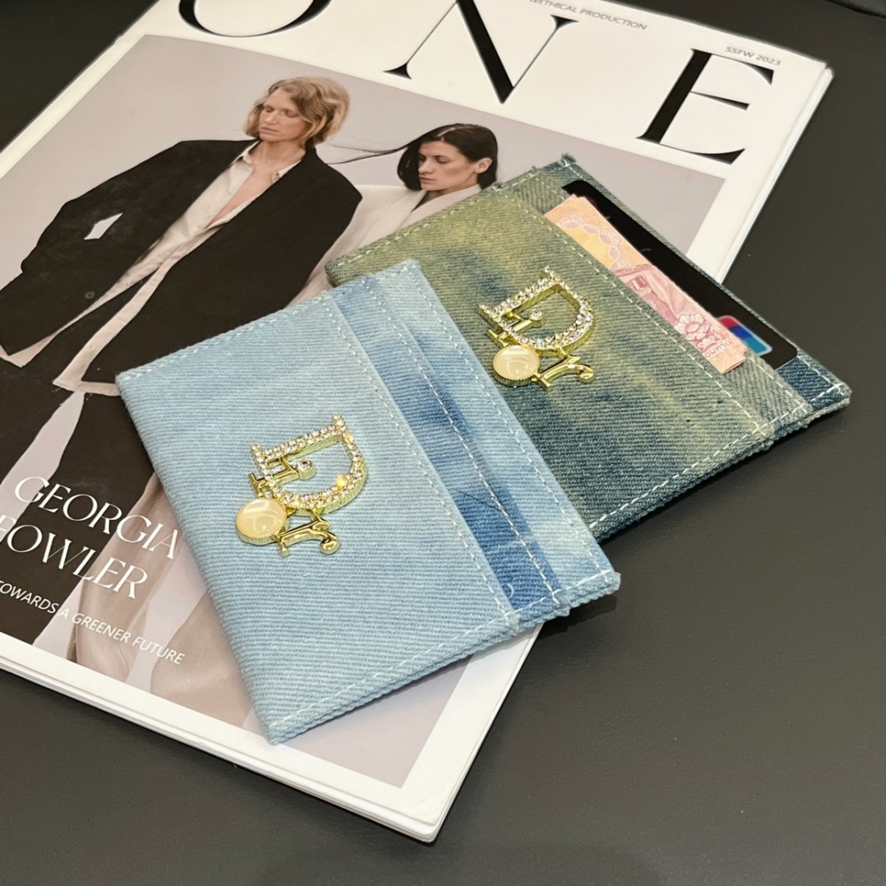 DIO Classical Women Card Holder Key Luxury Vintage Denim Coin Purses Fashion Men's Business Credit Wallets