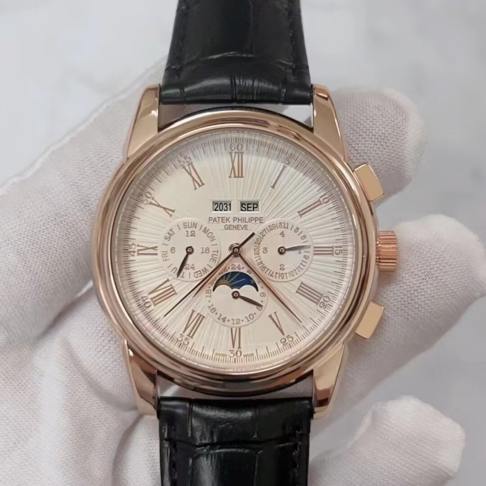 PP 41mm Designer High Quality Mens Auto Movement Fashion Classic Watches Leather Band Business Wristwatch