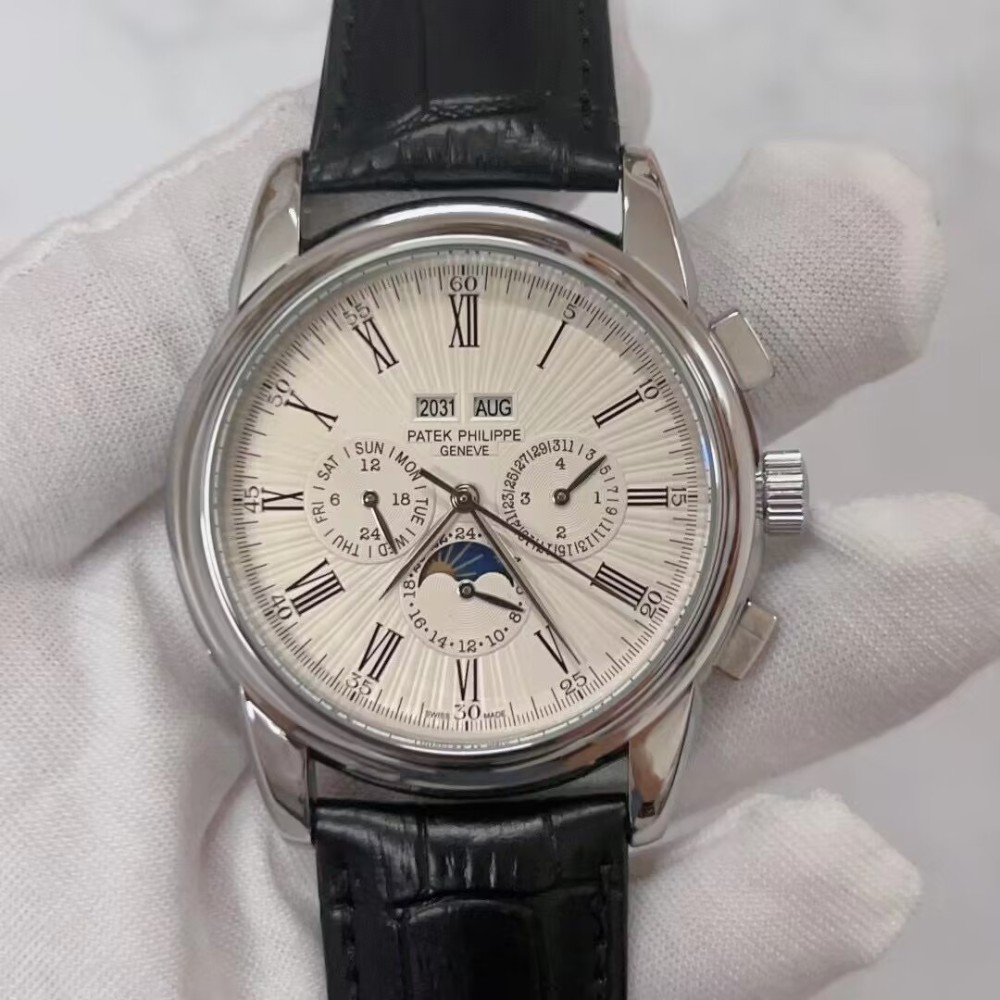 PP 41mm Designer High Quality Mens Auto Movement Fashion Classic Watches Leather Band Business Wristwatch