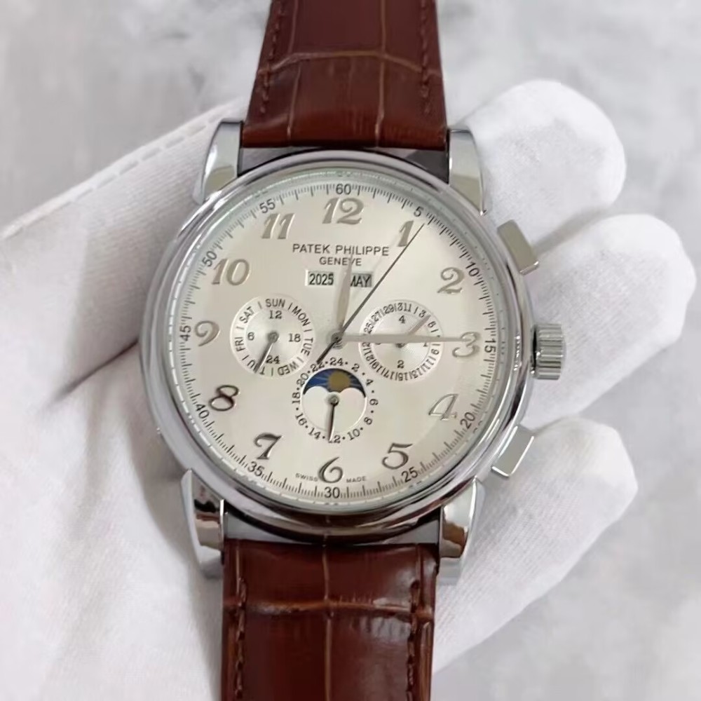 PP 41mm Designer High Quality Mens Auto Movement Fashion Classic Watches Leather Band Business Wristwatch