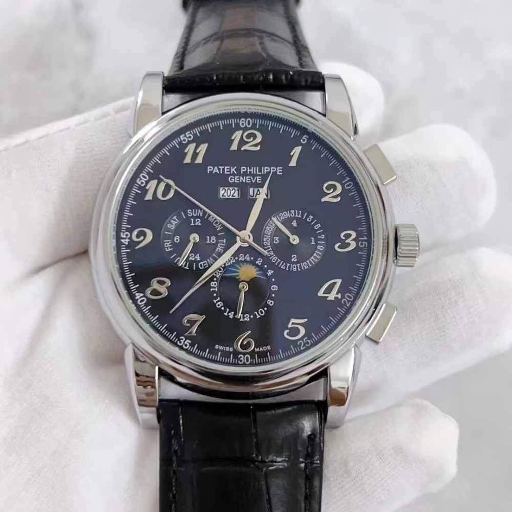PP 41mm Designer High Quality Mens Auto Movement Fashion Classic Watches Leather Band Business Wristwatch