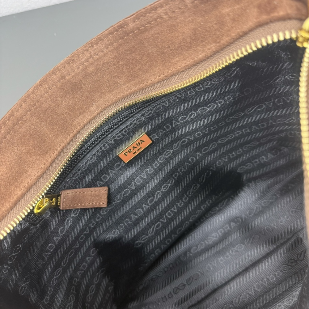 PRA 25cm Fashion Brown Leather Womens Shoulder Bags Big Capacity High Quality Designer Bag