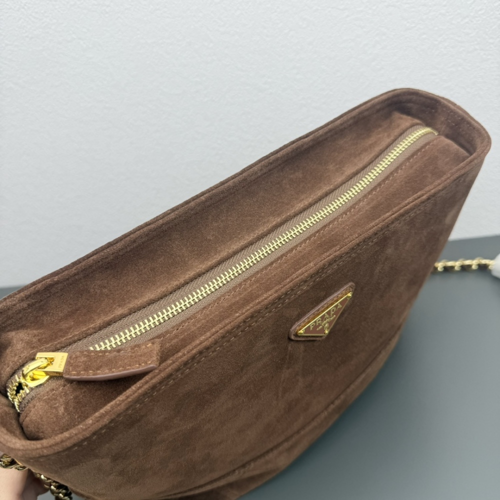 PRA 25cm Fashion Brown Leather Womens Shoulder Bags Big Capacity High Quality Designer Bag