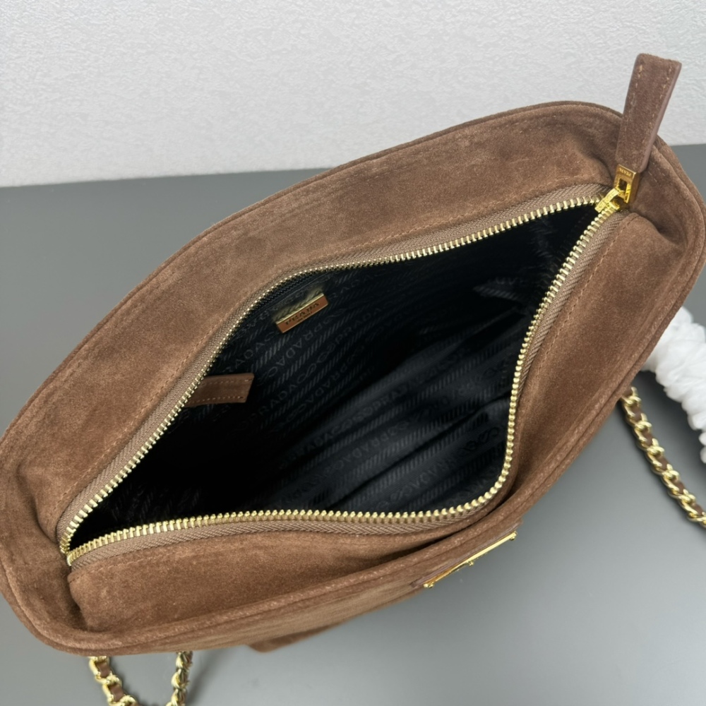 PRA 25cm Fashion Brown Leather Womens Shoulder Bags Big Capacity High Quality Designer Bag