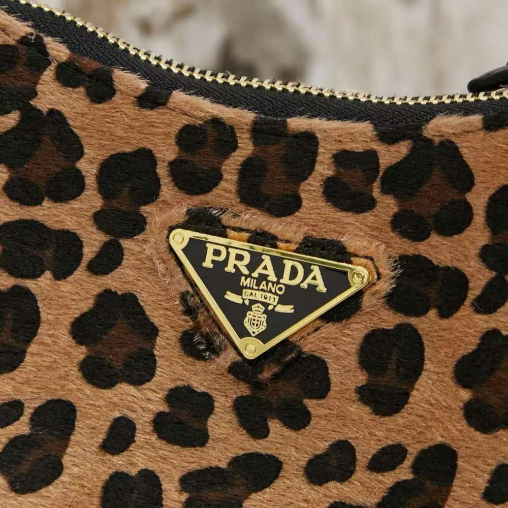 PRA Designer Leopard Womens Shoulder Bag Vintage Fashional Casual Style Handbags Half Moon Underarm Bag
