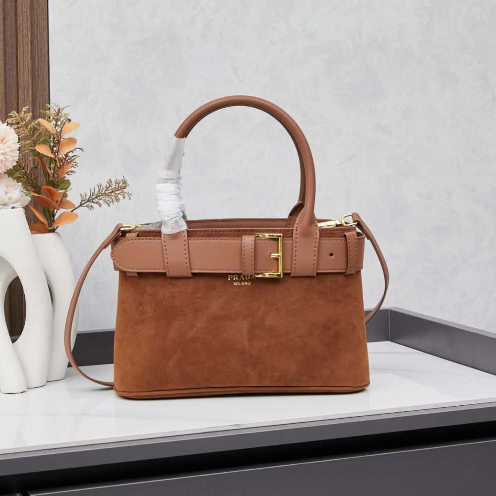 PRA Double Bag Womens Designer Matt Leather Shoulder Bags Luxury Autumn Winter Bags
