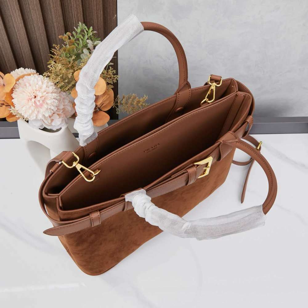 PRA Double Bag Womens Designer Matt Leather Shoulder Bags Luxury Autumn Winter Bags