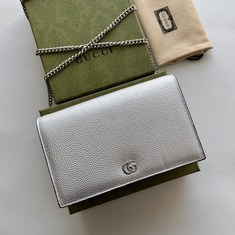 GUC New Fashion Leather Chain Shoulder Bag Womens Casual Daily Handbag with Inside Mirror