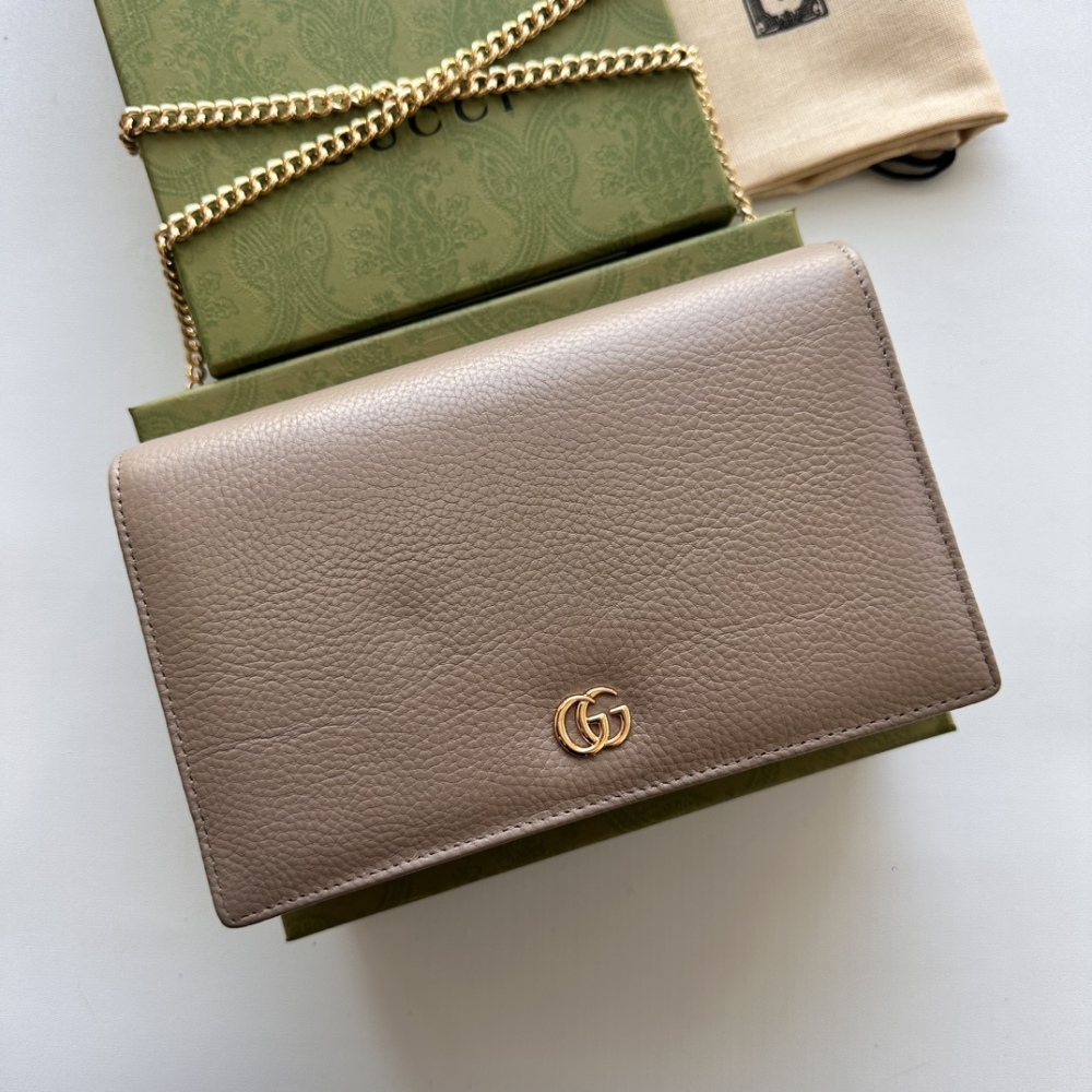 GUC New Fashion Leather Chain Shoulder Bag Womens Casual Daily Handbag with Inside Mirror