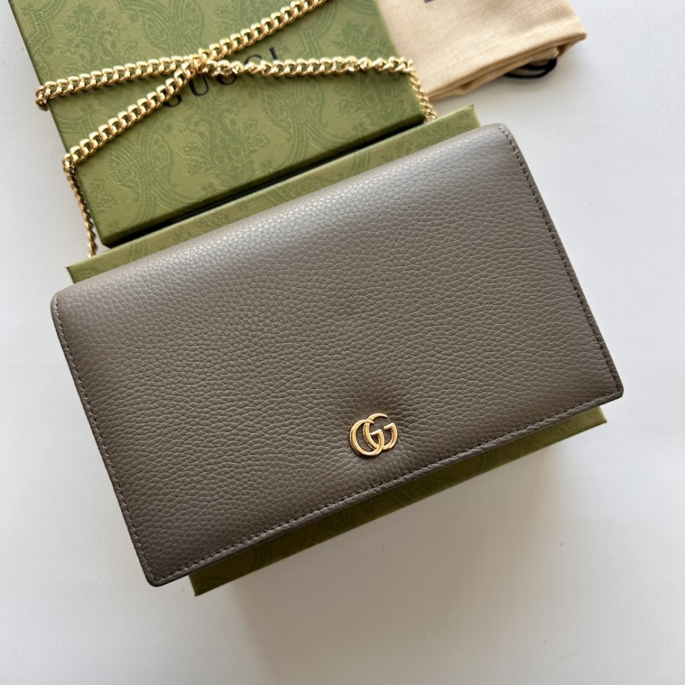 GUC New Fashion Leather Chain Shoulder Bag Womens Casual Daily Handbag with Inside Mirror