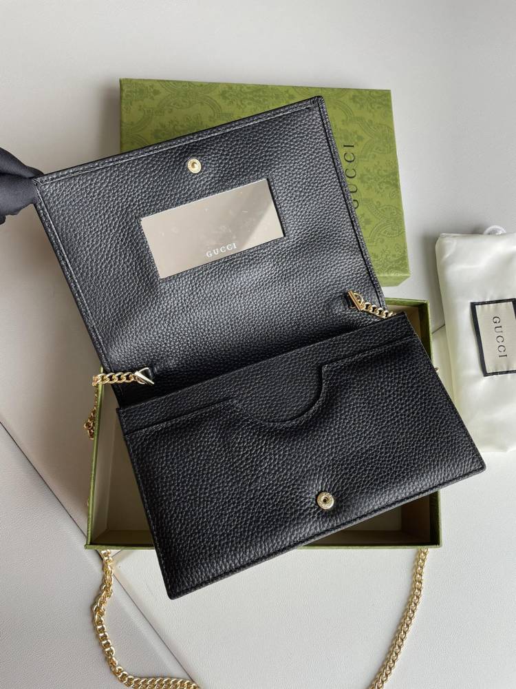 GUC New Fashion Leather Chain Shoulder Bag Womens Casual Daily Handbag with Inside Mirror