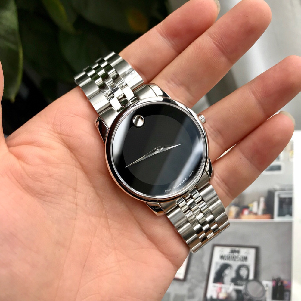 Movado Classic Luxury 40mm Mens Watches Fashion Steel Black Dial Automatic Movement Wristwatch