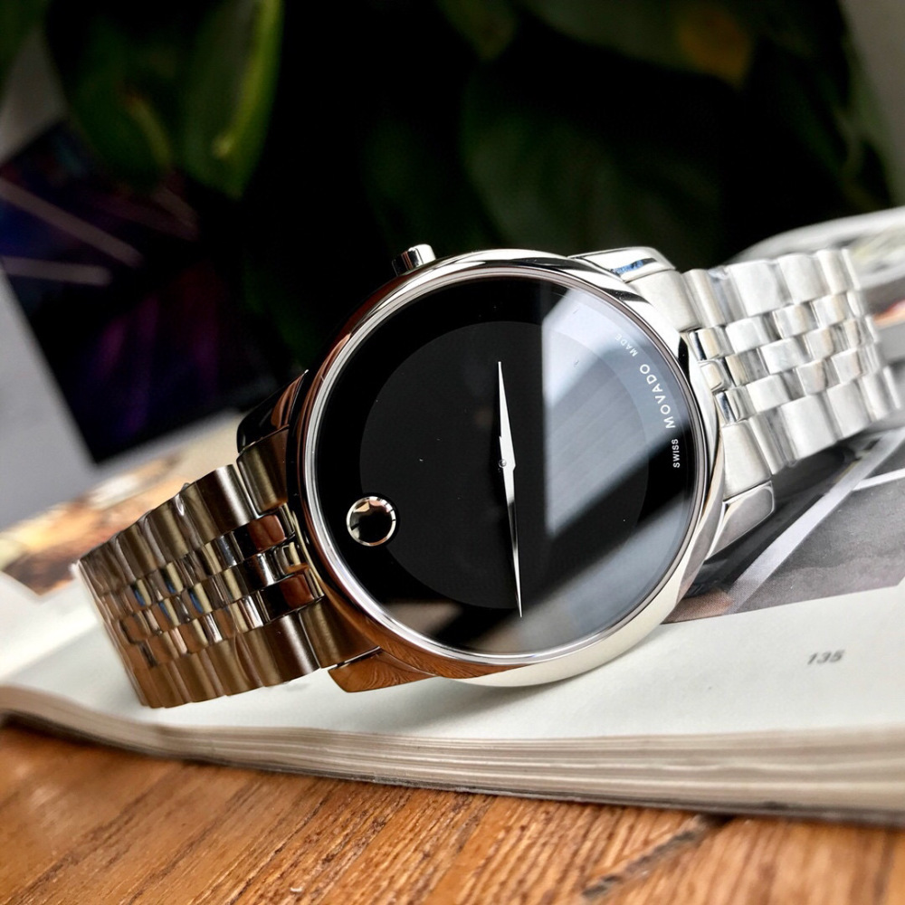 Movado Classic Luxury 40mm Mens Watches Fashion Steel Black Dial Automatic Movement Wristwatch