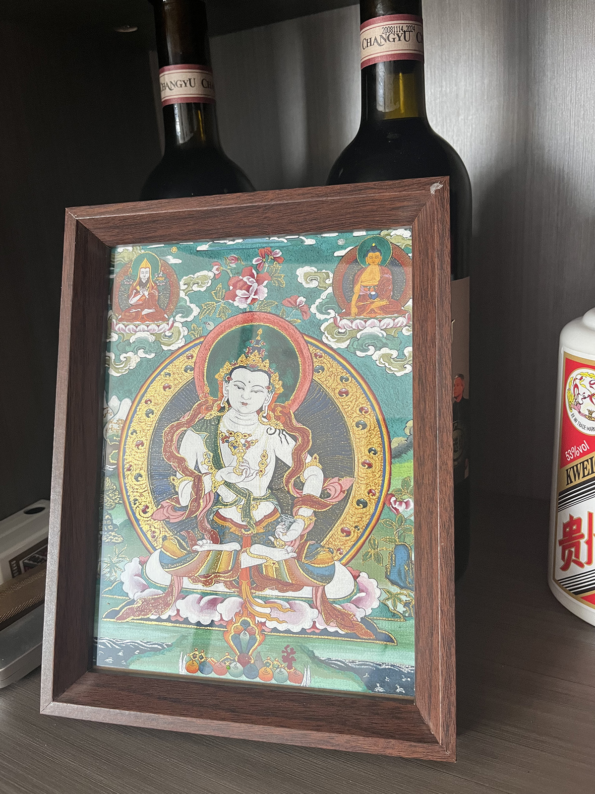 Tibetan hand-painted Thangka of 'White Tara' 20X15cm