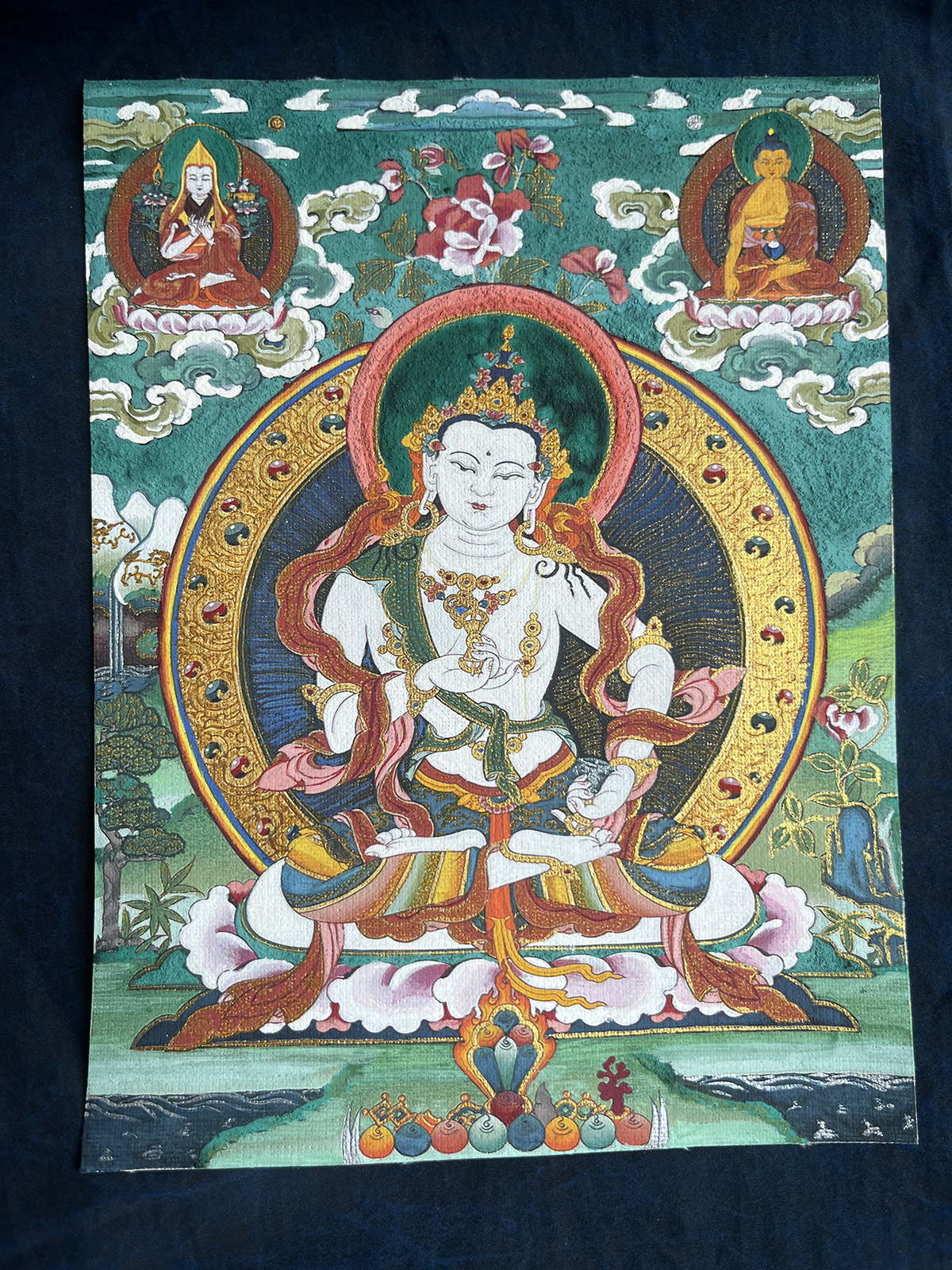 Tibetan hand-painted Thangka of 'White Tara' 20X15cm