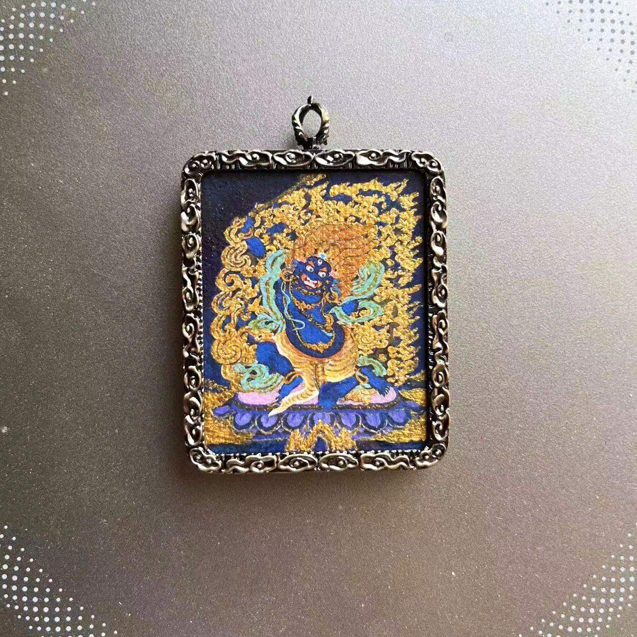 Auspicious Thangka Tibetan Artist Hand-painted Gawu Box Necklace Fudō Myō-ō