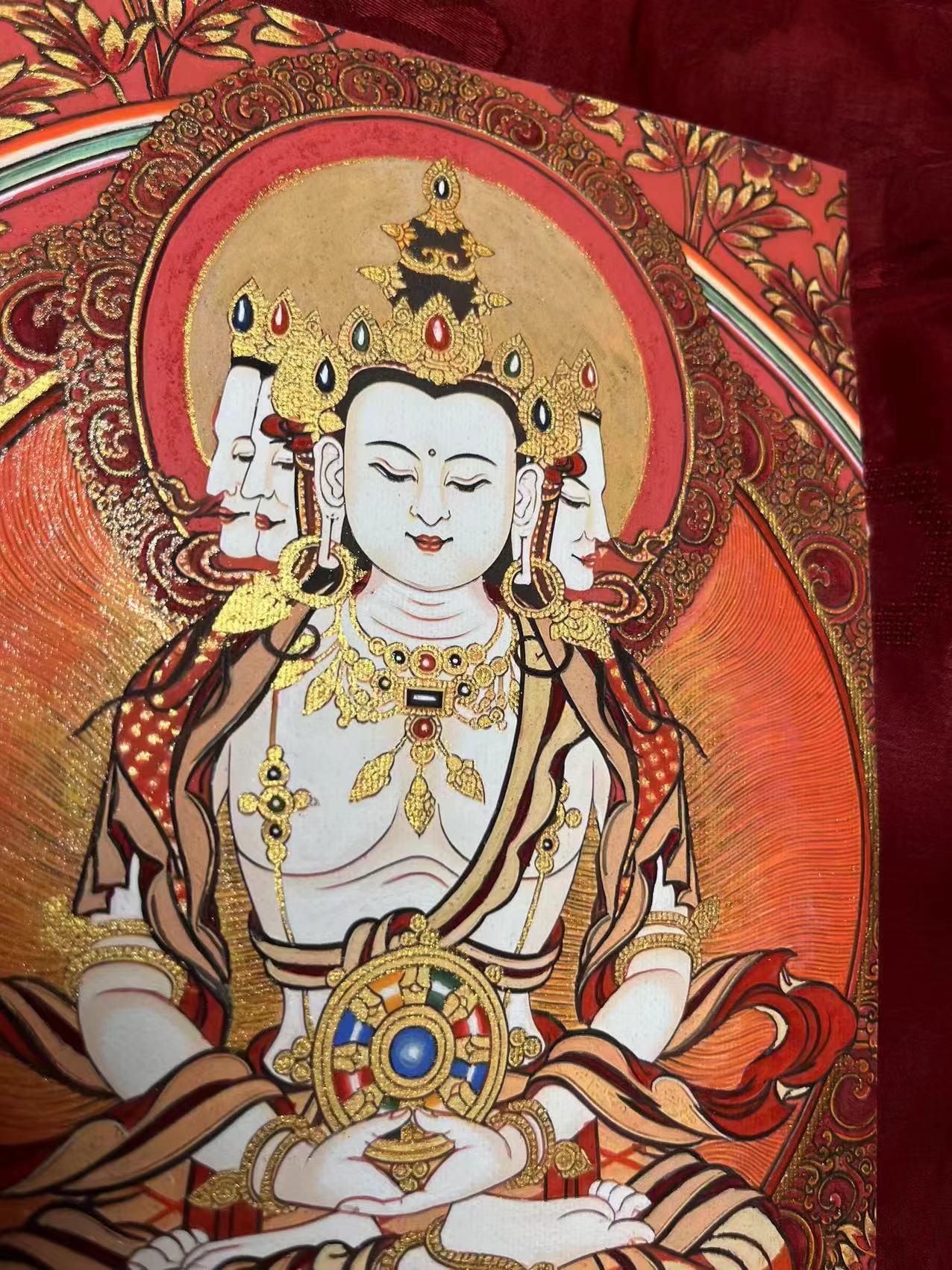 Tibetan hand-painted Thangka of 'Dainichi Nyorai' 20X15cm