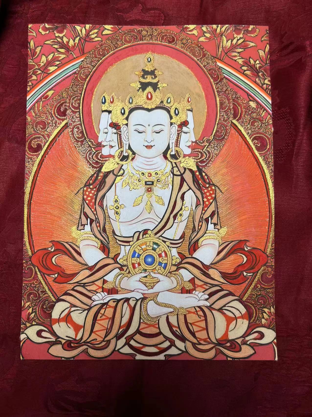 Tibetan hand-painted Thangka of 'Dainichi Nyorai' 20X15cm