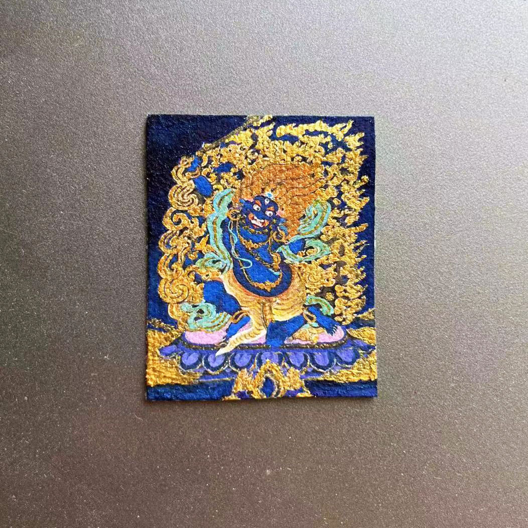 Auspicious Thangka Tibetan Artist Hand-painted Gawu Box Necklace Fudō Myō-ō