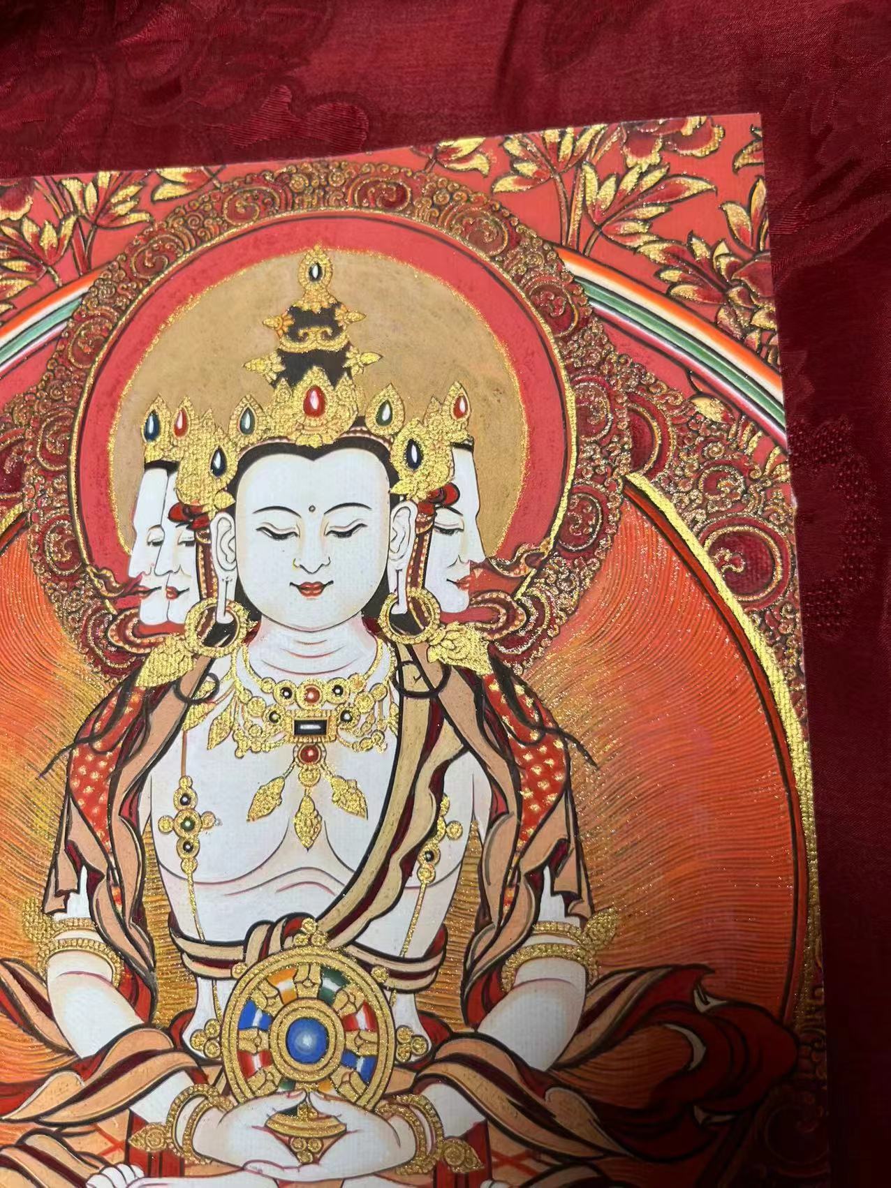 Tibetan hand-painted Thangka of 'Dainichi Nyorai' 20X15cm
