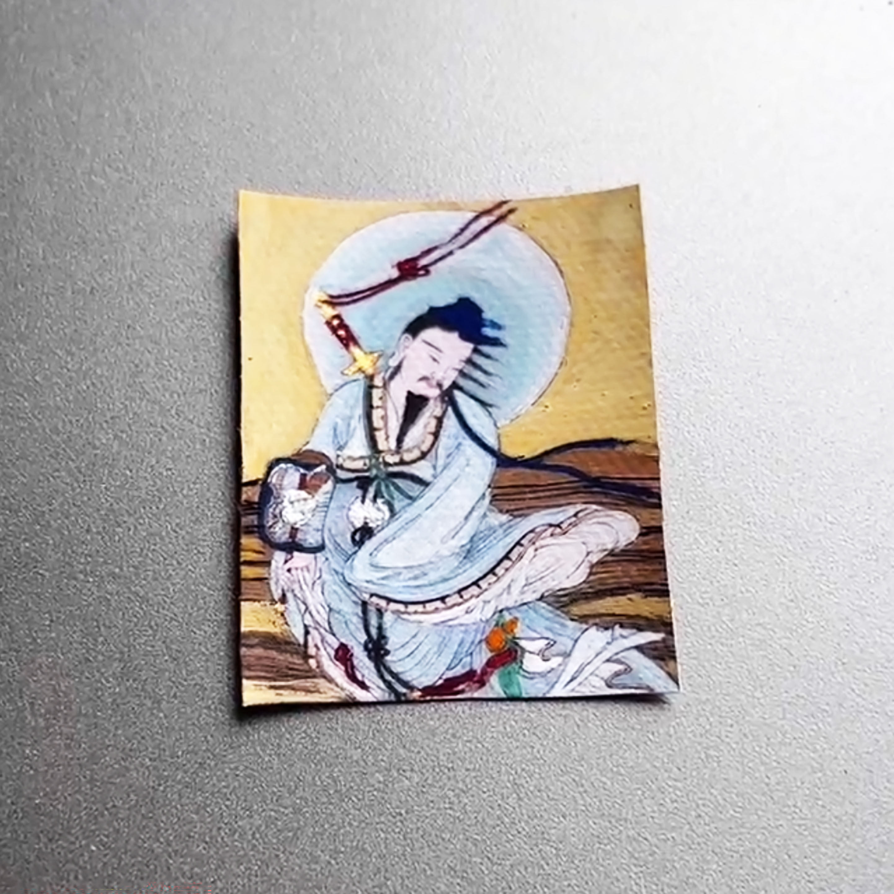 Auspicious Thangka Daoism Artist Hand-painted Gawu Box Necklace Perfected Person of Pure Yang Lu Dongbin