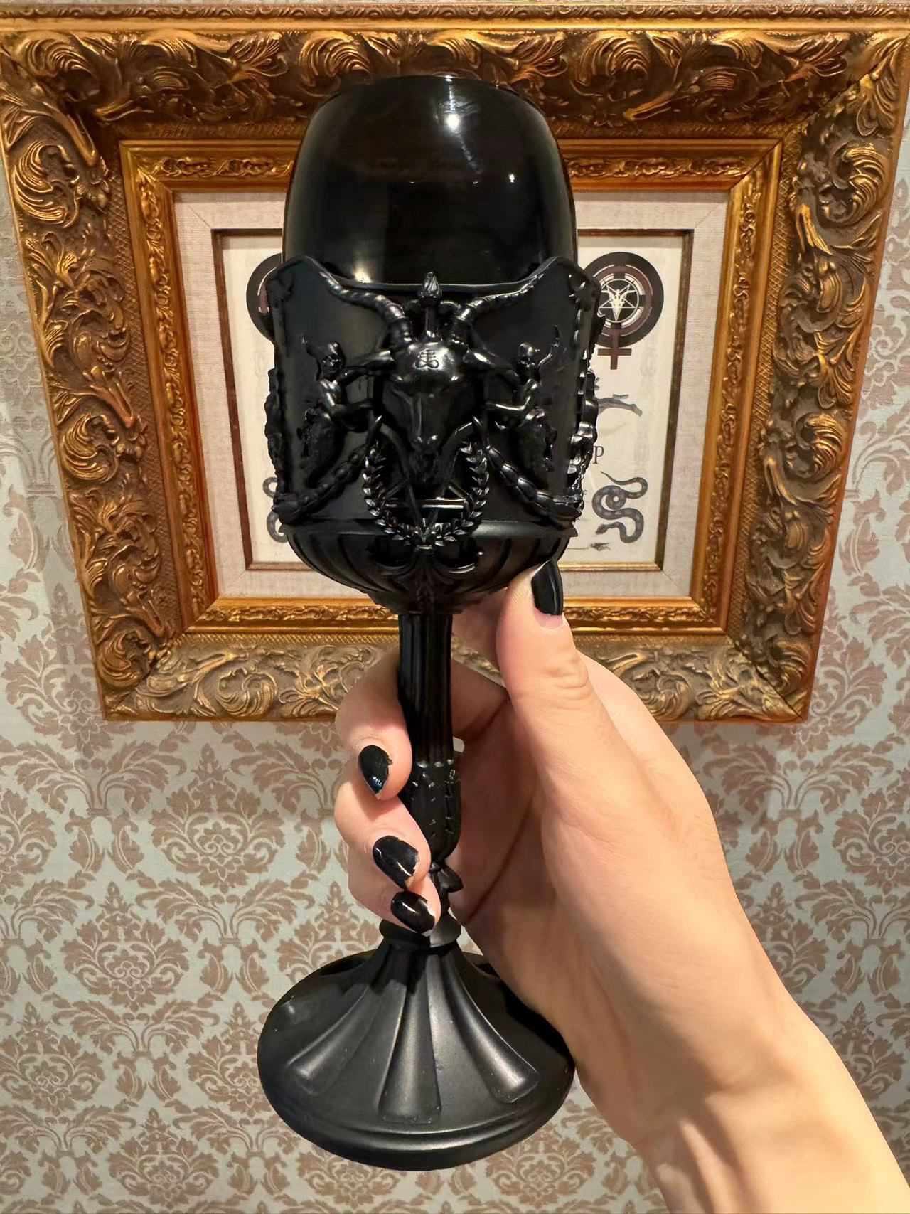 Gothic Baphomet Goblet – Black Occult Ritual Chalice for Witches & Dark Decor
