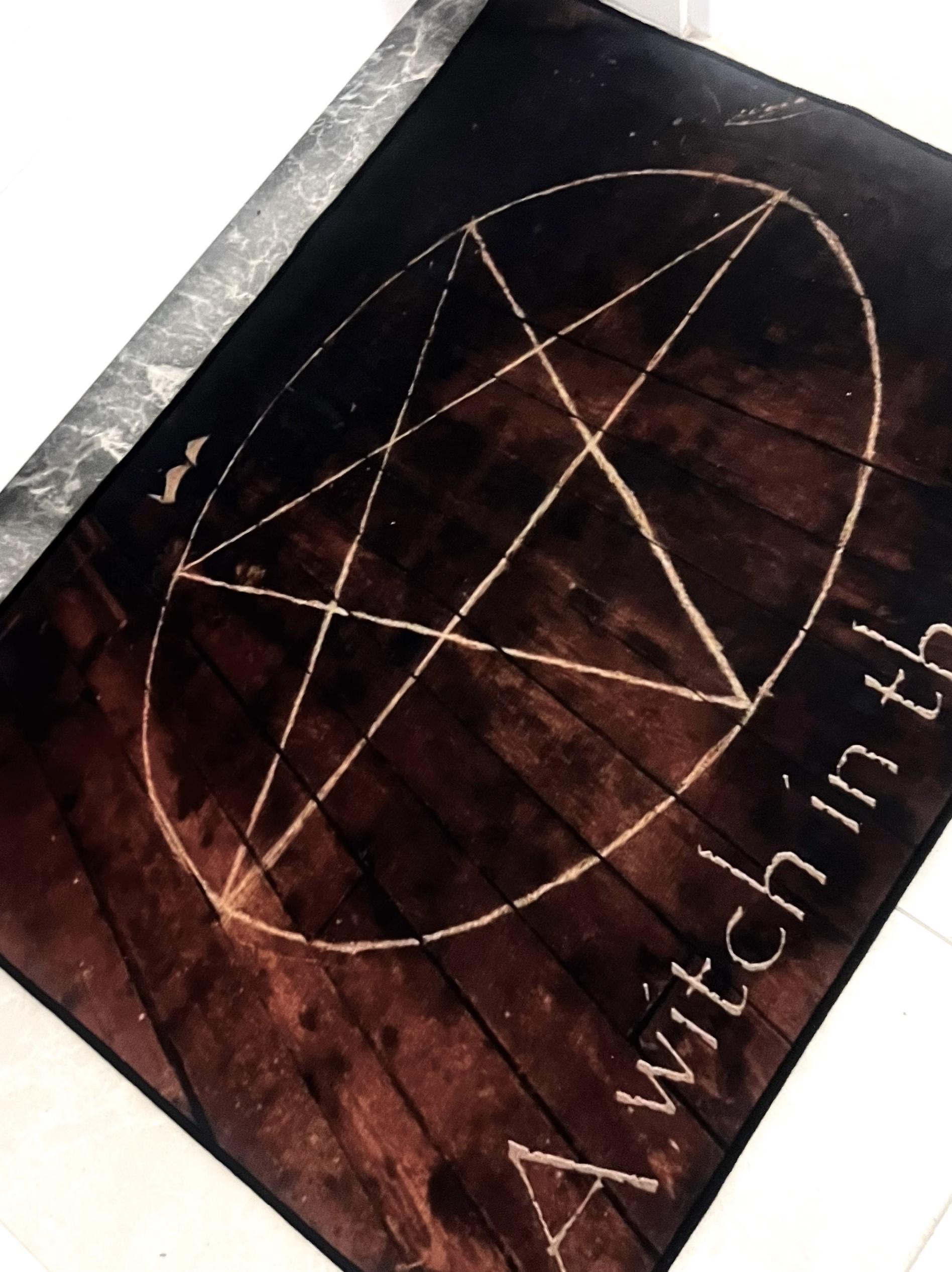 Gothic Witch Doormat – “A Witch in the Room” Pentagram Welcome Mat Rug